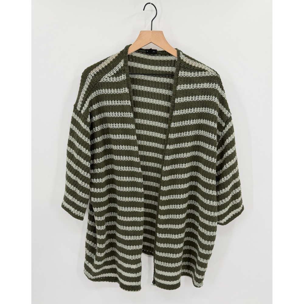 Torrid Size 1X Open Front Striped Cardigan Textured Knit Earthy Boho Relaxed